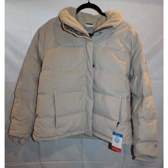 COLUMBIA WOMEN'S RUBY FALLS CORDUROY DOWN JACKET SZ L CREAM BEIGE $240 - Picture 4 of 9